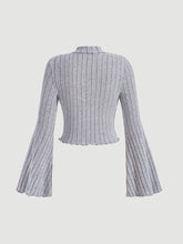 MOD Mock Neck Lettuce Trim Bell Sleeve Crop Tee